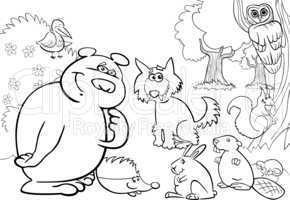 wild forest animals for coloring book