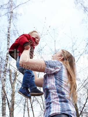 Mother, son, and sky