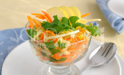 Celery salad with carrot and apple