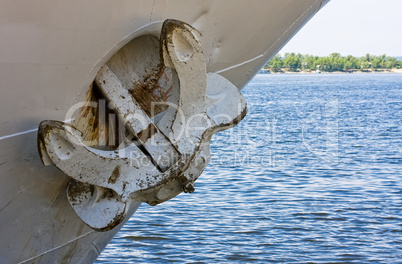 close up of a ship's anchor