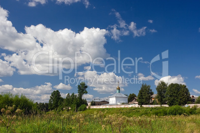 Summer landscape with beautiful clouds