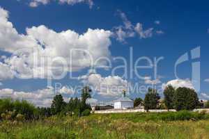 Summer landscape with beautiful clouds