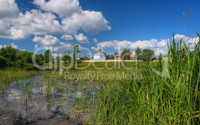 Summer landscape with beautiful clouds