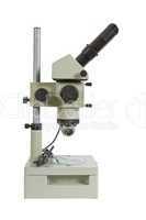 Optical microscope on white background