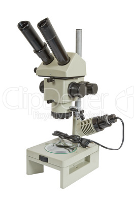 Optical microscope on white background