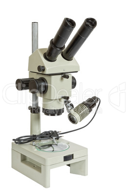 Optical microscope on white background