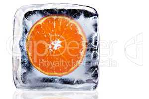 Orange in the block of ice