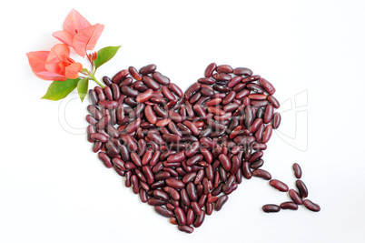 Heart shape made of beans