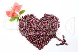 Heart shape made of beans