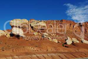 Red and white sandstone and rocks, Capitol Reef National Park, Utah