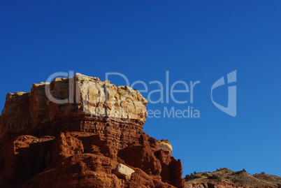 Red and white rock mountain with moon, Capitol Reef National Park, Utah