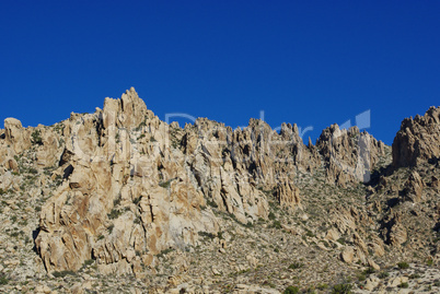 Rugged rocks and blue sky near Christmas Tree Pass, Nevada