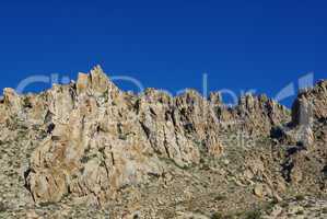 Rugged rocks and blue sky near Christmas Tree Pass, Nevada
