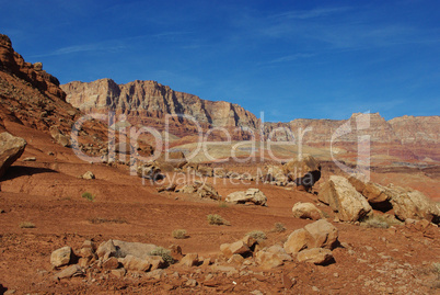 Coloured red rocks and mountains,Vermillion Cliffs, Arizona