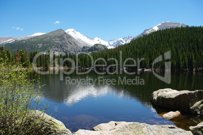 Lake, rocks, forests and Rocky Mountains, Colorado