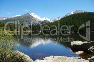 Lake, rocks, forests and Rocky Mountains, Colorado