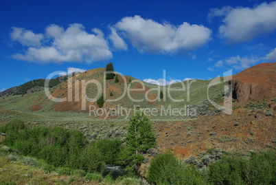 Stream, high valley and mountains, Salmon Challis National Forest, Idaho