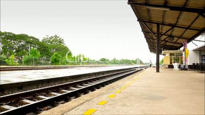 Old Train leaving the station ,Thailand