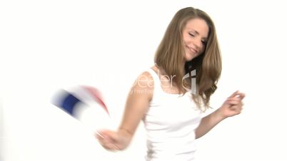 Woman dances with Flag