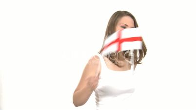 Woman dances with Flag