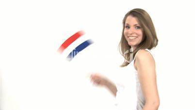 Woman dances with Flag