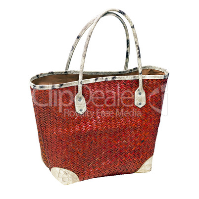 Red woven shopping bag