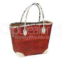 Red woven shopping bag