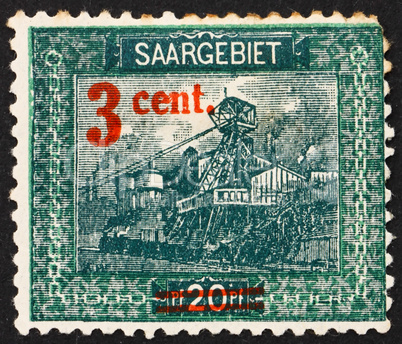 Postage stamp Saar, Germany 1921 Entrance to Reden Mine