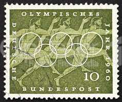 Postage stamp Germany 1960 Sprinters, Sport Scene from Greek Urn