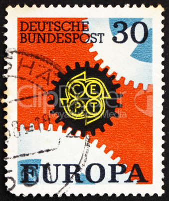 Postage stamp Germany 1967 Cogwheels, Europe