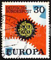 Postage stamp Germany 1967 Cogwheels, Europe