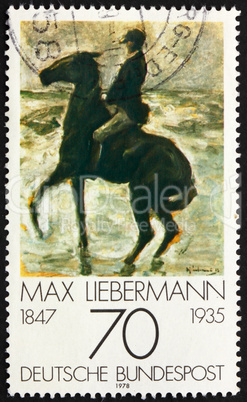 Postage stamp Germany 1978 Horseman on Shore, by Max Liebermann