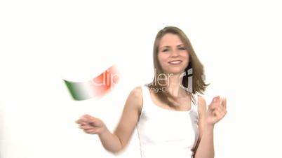 Woman dances with Flag