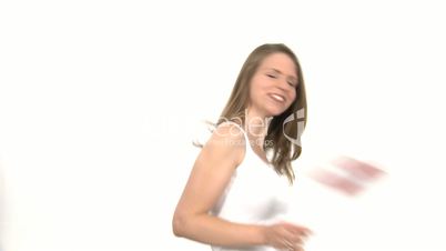 Woman dances with Flag