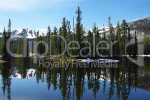 Lake with forest and mountains near Yellowstone National Park, Wyoming