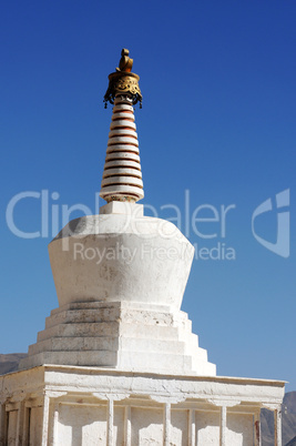 White stupa in a Tibetan lamasery