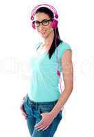 Pretty girl listening to music