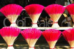 Red incense or joss sticks for buddhist prayers