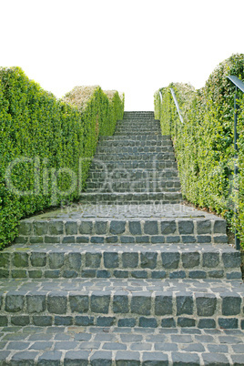 A long stone staircase isolated over a white background