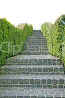 A long stone staircase isolated over a white background