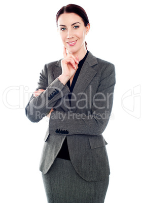 Gorgeous portrait of smiling successful business lady