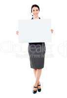 Telemarketing female with blank billboard
