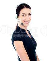 Beautiful help desk female executive