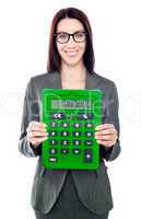 Business woman with a calculator