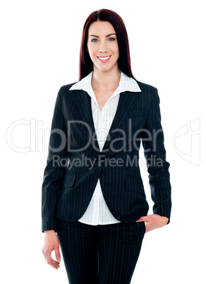 Beautiful businesswoman smiling at camera