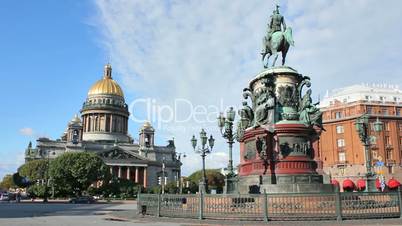 The monument to Nicholas I and St. Isaac's Cathedral
