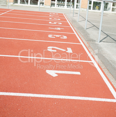 Running track numbers  in stadium in Nyon, Switzerland