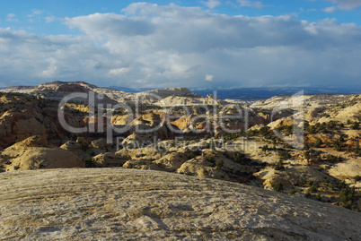 Early evening on rocks and canyons, Utah