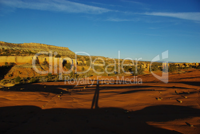 Beautiful morning colours with shadow in Devils Garden, Utah