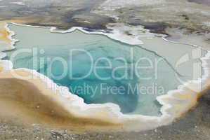Green pool deep into earth, Yellowstone National Park, Wyoming